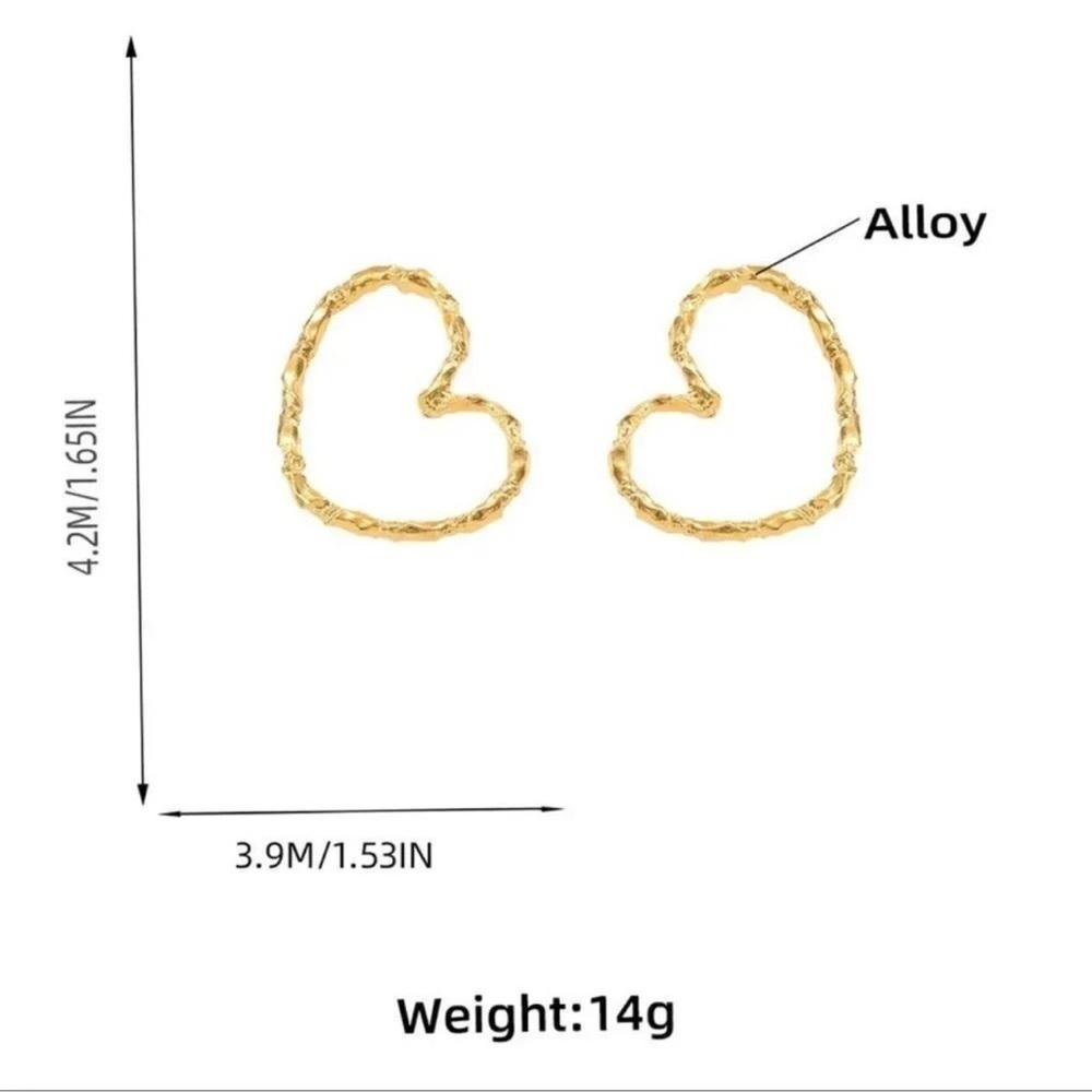 Golden Heart Earrings - Picture 2 of 2